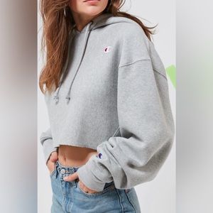 Light Grey Champion x Urban Outfitters Cropped Hoodie